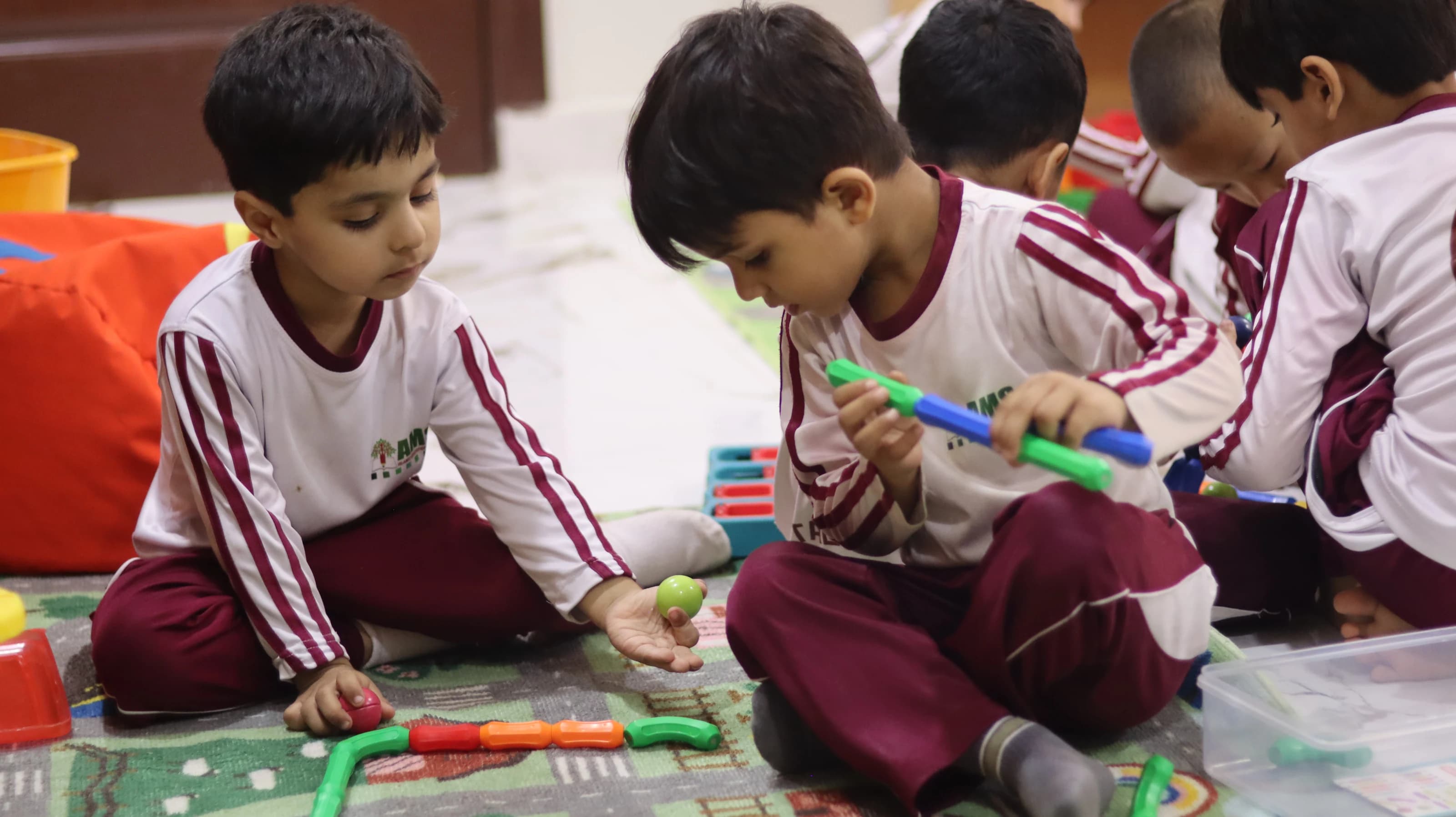 Children learning through hands-on building activities